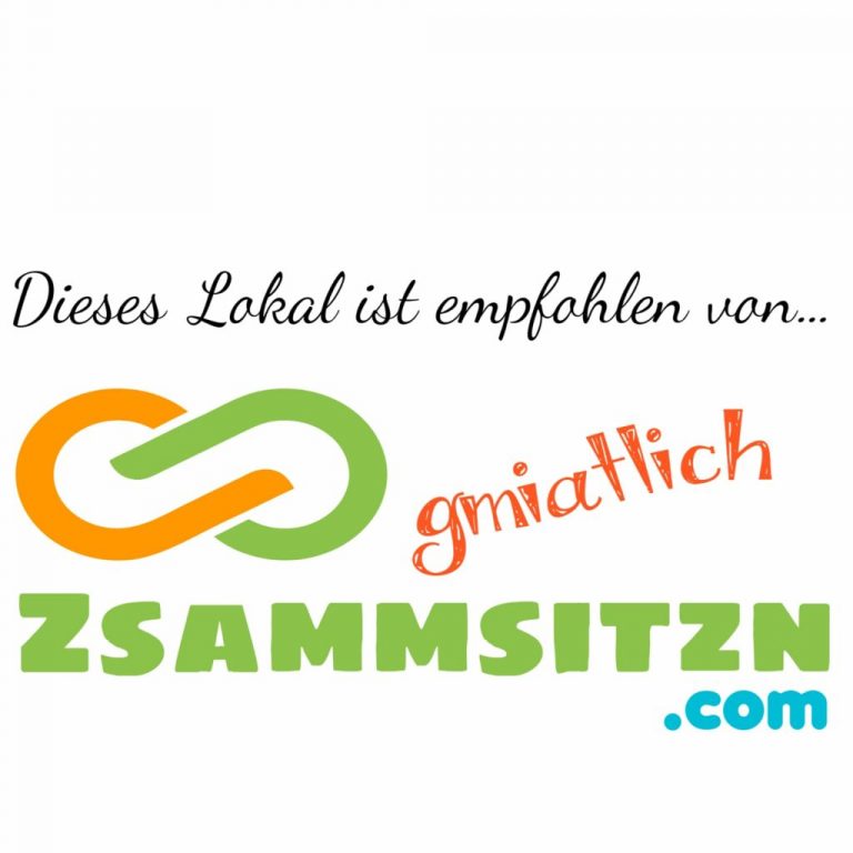 logo von zsammsitzn.com mit dem text: dieses lokal ist empfohlen von gmiatlich zsammsitzn.com